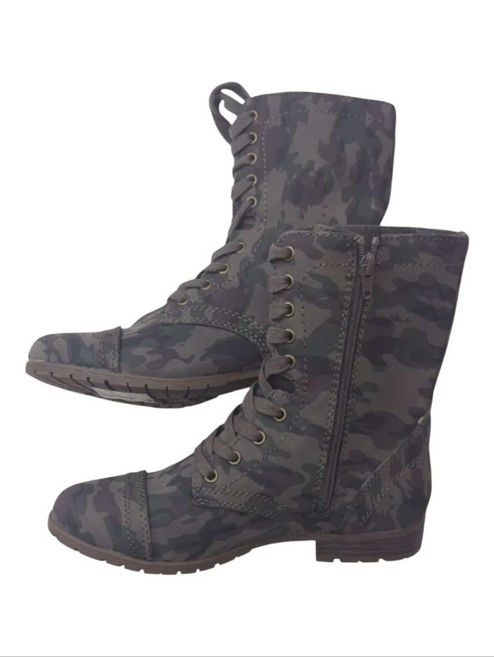 Camo High Combat Boots Size 8 Side Zip Up Lightweight Womens Size 8 New!